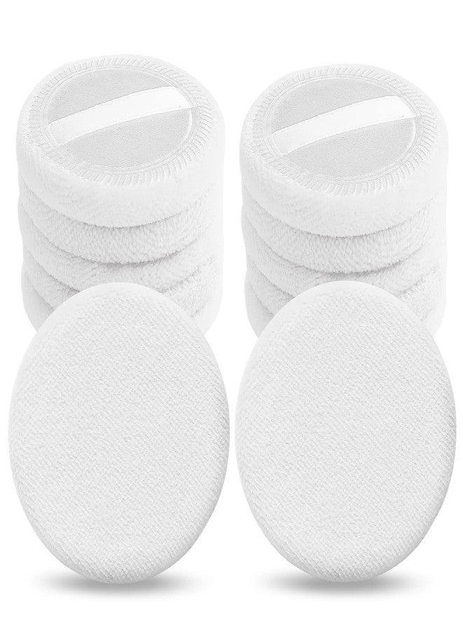 Sibba Loose Powder Puff 12 Pieces Round Velour Face Makeup Compact Body Container Setting Pressed Blending Foundation Cream Make Up Ribbon Strap Sponge Cushion Applicator (White) - Image 2